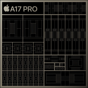 Un’illustrazione stilizzata del chip A17 Pro